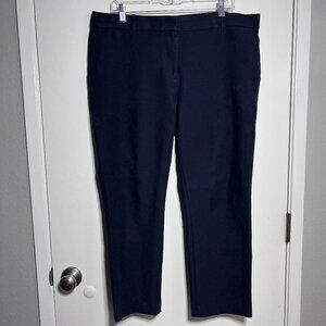 Ann Taylor Navy Blue Cotton Blend Cropped Trousers Pants Women's Size 14